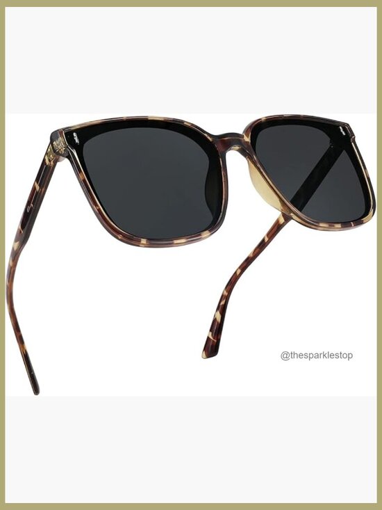 Oversized Square Polarized Sunglasses with Plastic Frame & Metal Hinges main image 5